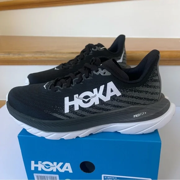 NWT Hoka Mach 5 Running Shoes in Black / White / Castlerock , Hoka One One - Picture 8 of 13